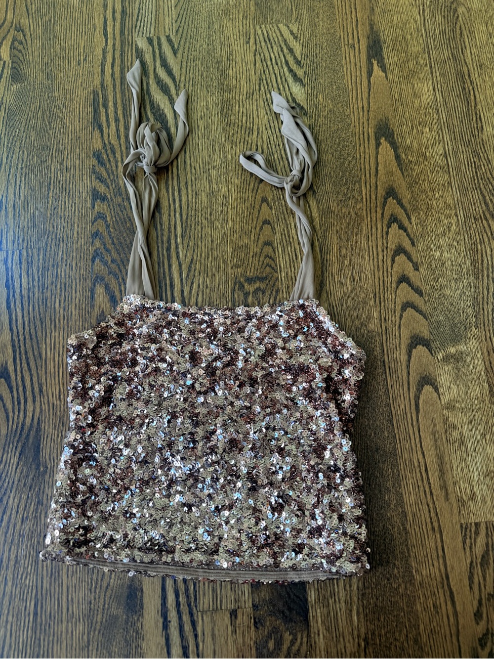 Free People Rose Gold Sequin Crop Tank